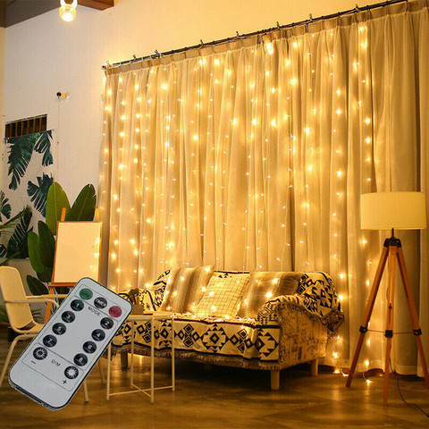 3M String LED Fairy Lights Garland Curtain Lamp USB Remote Control New Year Christmas Decorations for Home Bedroom Window ► Photo 1/6