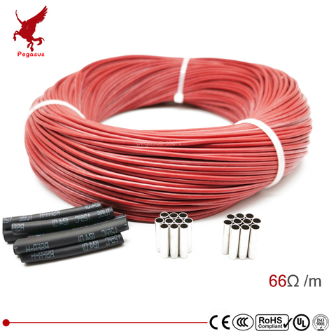 6k 66ohm silicone rubber carbon fiber heating cable 5V-220V floor heating low cost high quality infrared heating wire ► Photo 1/6