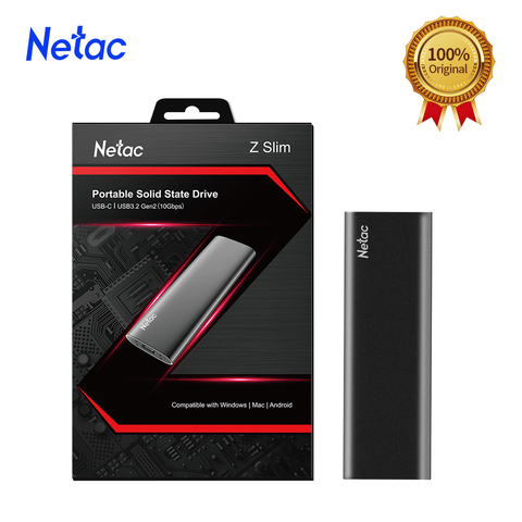 Netac ZSlim Portable External SSD 1TB 500GB 250GB SSD Hard Drive HDD Solid State Drive Type-c USB 3.1 Compatible for Laptop PC ► Photo 1/6