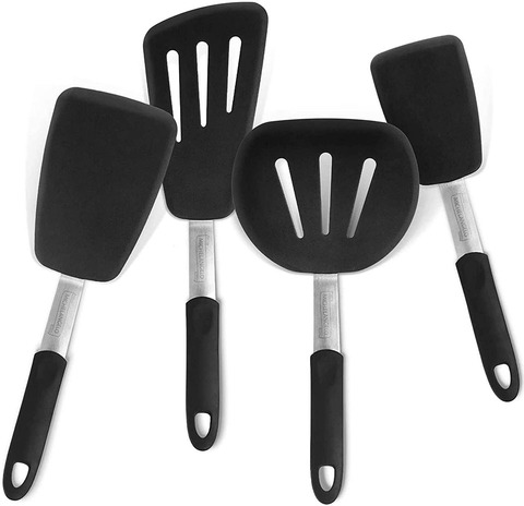 Silicone Turner Spatula Set 600F Heat-Resistant Creative Crooked Cooking Utensil Set Eggs Pancakes Fish Nonstick Cookware ► Photo 1/6