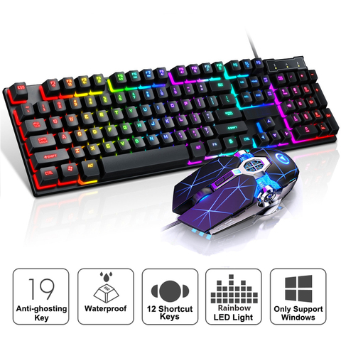 iMice Gaming Keyboard 7 Colors LED Backlit USB Wired Gamer Keyboard Professional Gaming Keyboard for PC Desktop Laptop Computer ► Photo 1/6