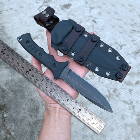 AUS-10 Steel Tactical Knife Full Tang Bushcraft Survival Knives Micarta Handle Fixed Blade Hunting Knife with Kydex Scabbard ► Photo 1/6
