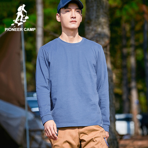 Pioneer Camp 2022 New Solid T-shirts Men 100% Cotton Long Sleeve Comfortable Summer Men's Clothing XCS123161 ► Photo 1/6