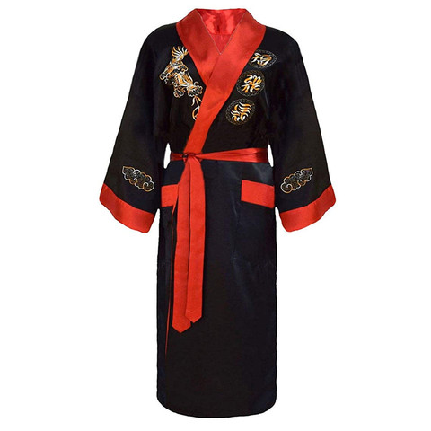 Rayon Kimono Bathrobe Gown Robe Two Side Sleepwear Home Clothing Embroidery Dragon Nightgown Men Novelty Intimate Lingerie ► Photo 1/6