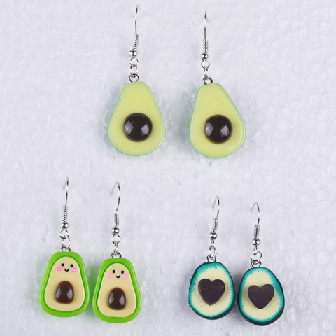Fashion Resin ceramic kawaii food fruit heart Avocado earrings women drop dangle earring ear jewelry ornament girl jewellery ► Photo 1/6