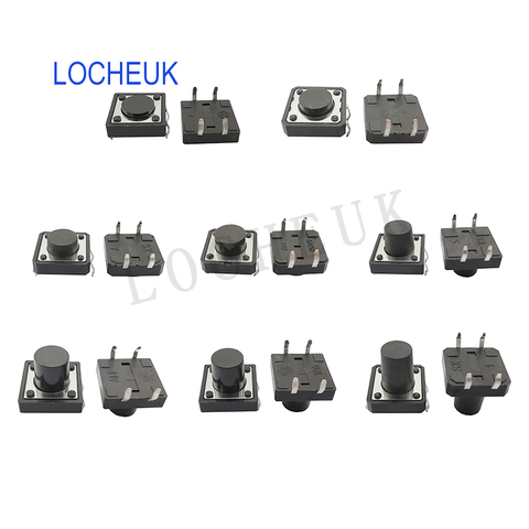 20PCS 12x12mm Panel PCB DIP 4 Pin Momentary Tactile Tact Mini Push Button Switch Self-reset Micro Switch 12*12*4.3-12MM ► Photo 1/3