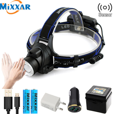 Body Motion IR Sensor head light T6/V6 LED Headlamp zoomable headlight Inductive bright head lamp camping/fishing headlight ► Photo 1/6