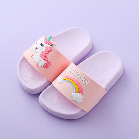 3-9Y Kids Cartoon Unicorn Indoor Slippers Toddler Boys Girls Summer Home Flip Flops Children Bedroom Shoes Beach Wear Slipper ► Photo 1/5