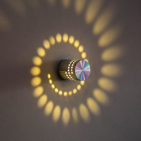 RGB Spiral Hole Led Wall Lamp 3W Dimmable Spiral Lamp With Remote Control Surface Install Mini Light For Game Room Bar NEW ► Photo 1/6