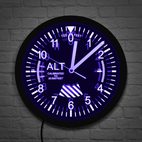 Altimeter Neon Sign LED Wall Clock Altitude Meter Tracking Pilot Air Plane Altitude Measurement Modern Wall Clock Watch Gag Gift ► Photo 1/6