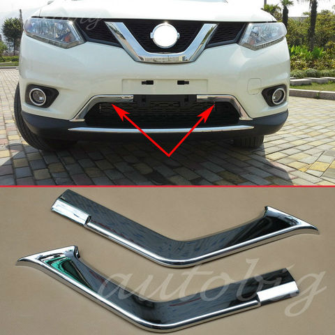 Chrome Bumper Front Lower Grille Grill Air Cover Trims FOR Nissan X-Trail Rogue T32 2014 2015 2016 Chromium Styling Accessories ► Photo 1/6