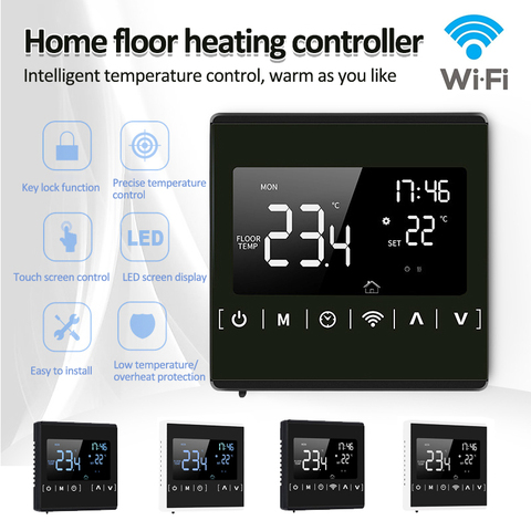 LCD Touch Screen Thermostat AC85-240V Smart Thermostat Temperature Controller for Water Electric Floor Heating Gas Boiler Works ► Photo 1/6