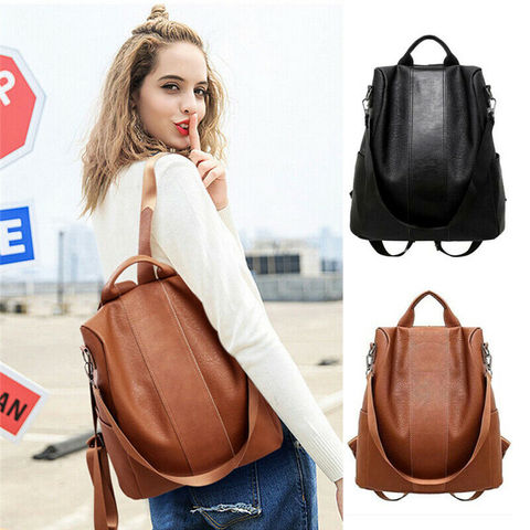 Hot Selling Fashion Women Ladies PU Leather Rucksack Travel Shoulder Bag Girls Ladies Anti-theft Backpack Bags 2 Colors ► Photo 1/6