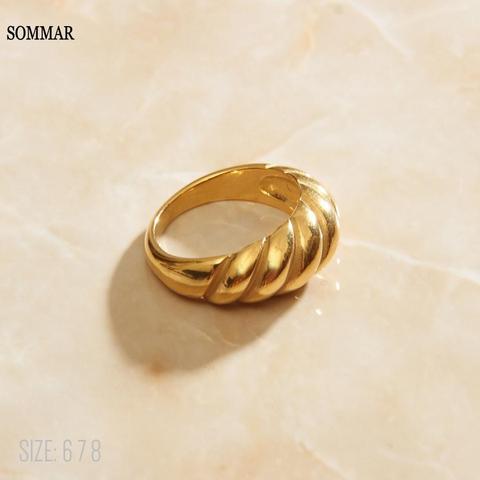 SOMMAR Twist Ring bread shape Gold Color Rings For Women Accessories Finger Fashion Jewelry Gifts Bague Anillo Jewellery ► Photo 1/3
