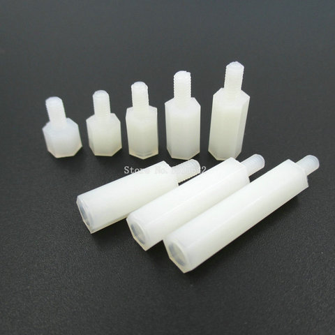 50PCS/LOT White Plastic Nylon M3 Hex Column Standoff Spacer Screw Stand-off M3 Hex Screw Male M3*5/6/8/10/12/15/20/25mm+6 ► Photo 1/3