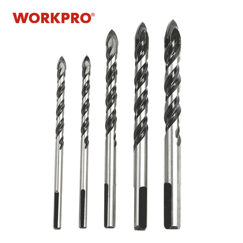 WORKPRO 5PC Drill Bits Multifunctional Drill Bit Set for Concrete Brick Wood Glass Ceramic Tile Plastic ► Photo 1/6