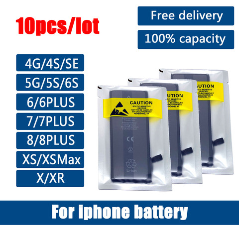 10pcs/lot new 0 cycle seal oem mobile phone battery pack for  iphone 4 4S 5 5S 5C SE 6 6S 7 8 Plus X XR XS Max battery ► Photo 1/4