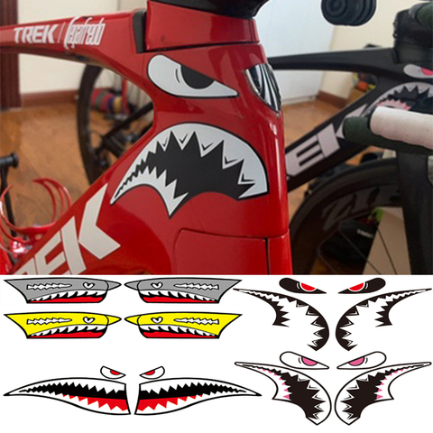 1Set Bicycle Frame Decoration Sticker Shark Head Tube Sticker MTB Bike Fixed Gear Sticker Cycling Accessories ► Photo 1/5