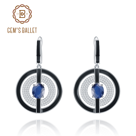 GEM'S BALLET Natural Agate Drop Earrings 925 Sterling Silver Vintage Blue Gemstone Earrings For Women Wedding  Fine Jewelry ► Photo 1/6