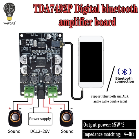 VHM-307 TDA7492P Bluetooth 4.0 Receiver Amplifier Audio Board 50W*2 Speakers Modified Music Mini Amplifiers Diy Dual channel ► Photo 1/6