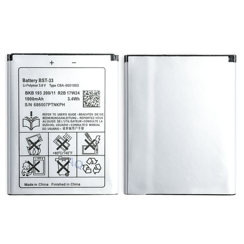 New BST-33 Li-ion Mobile Phone Battery For Sony Ericsson W205 W300 W300i W302 W395 W595 W595a W610 W610i W660 W705 W705u 1000mAh ► Photo 1/6