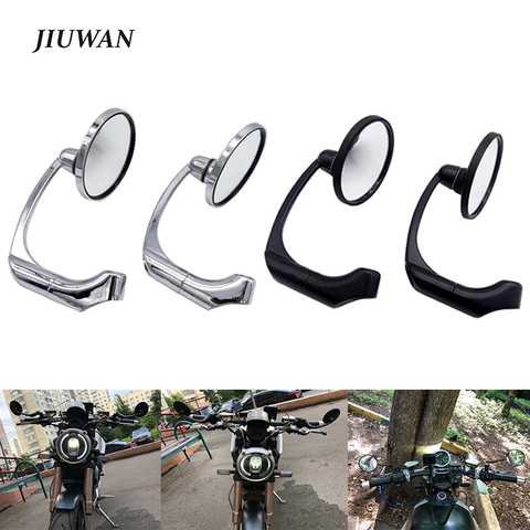 1 Pair 10mm Motorcycle Chrome Round Bar End Scooter Accessories Rearview Side Mirror Adjustable For Cafe Racer ► Photo 1/6