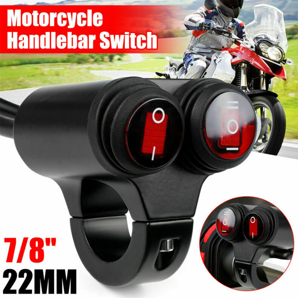 22mm Motorcycle Handlebar Fog Light Switch ON-OFF Button Switch Aluminum Alloy 12V Headlight Hazard Brake Motorbike Accessories ► Photo 1/6