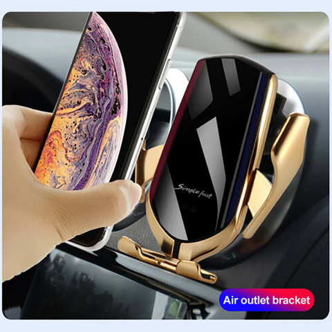 Qi Automatic Clamping 10W Wireless Charger Car Phone Holder Smart Infrared Sensor Air Vent Mount Mobile Phone Stand Hold ► Photo 1/1