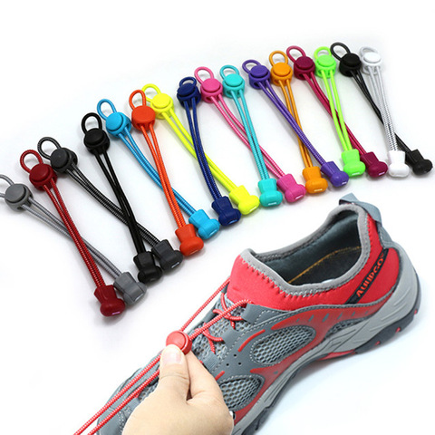 1Pair Sneaker ShoeLaces Elastic No Tie Shoe Laces Stretching Lock Lazy Laces Quick Rubber Round Shoelace Shoestrings 17 Colors ► Photo 1/6