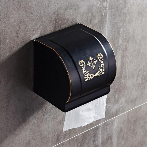 Black/White Toilet Paper Holder Wall Mounted Waterproof Roll Paper Tissue Box Brass Bathroom Accessories ► Photo 1/5