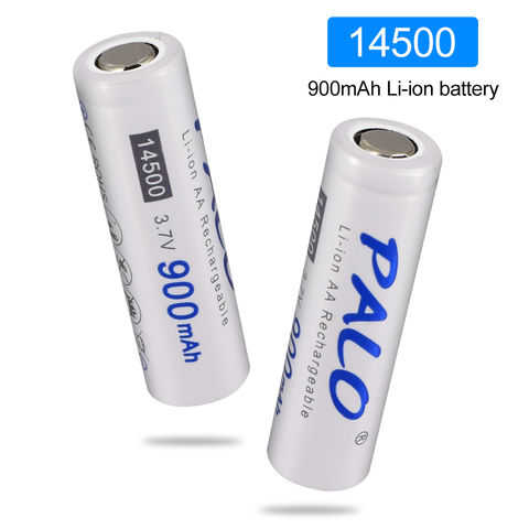PALO 14500 battery 3.7V 900mAh 14500 Lithium Rechargeable Li-ion Battery for LED Flashlight Battery accumulator battery ► Photo 1/6