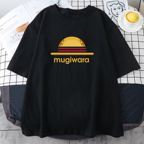 One Piece Mugiwara Hat Luffy Men's T-Shirts Oversize Crewneck T-Shirts Summer Breathable Cotton Clothes Fashion Couple Tshirts ► Photo 1/6