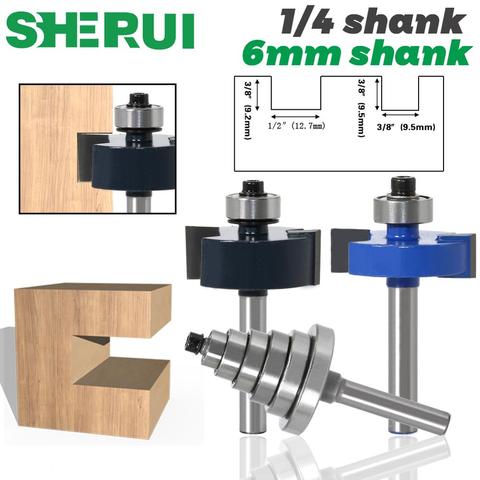 Rabbet Router Bit with 6 Bearings Set - 1/4