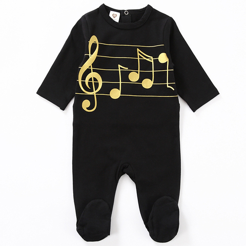 Baby bodysuit pyjamas kids clothes long sleeves children clothing black baby overalls gold music boy girls clothes baby pajamas ► Photo 1/6