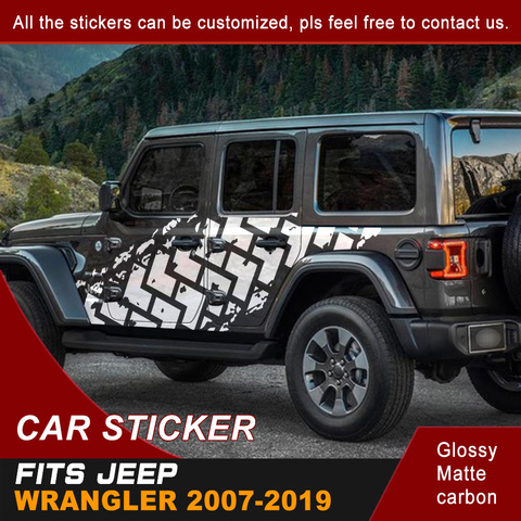 Car Stickers Side Body Mud Tire Tracks Graphic Vinyl Car Decals Custom Fit For Jeep Wrangler Wrangler JK Unlimited 2007-2022 ► Photo 1/3