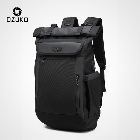 OZUKO Men Backpack Fashion Schoolbag for teenager Male 15.6 inch Laptop Backpacks Water Repellent Oxford Travel Bag USB Mochila ► Photo 1/6