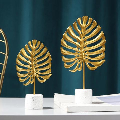 Creative Modern Golden Iron Monstera Leaf Ornament Photo Prop Living Room Desktop TV Cabinet home Decoration ornaments ► Photo 1/6