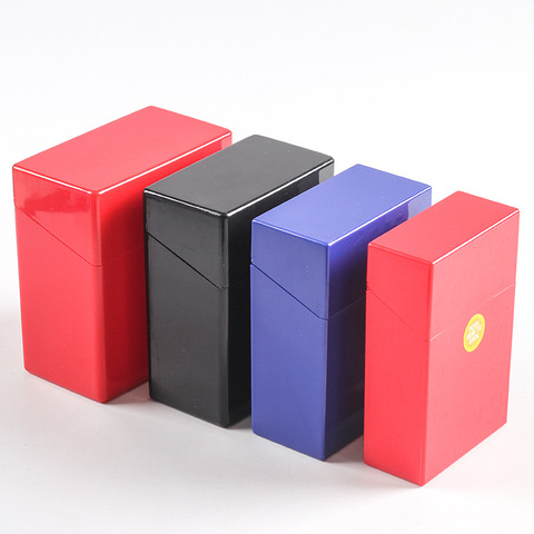 1pcs Color Randomly Top Flip Press Open Plastic Cigarette Case 20/25/30/40/50pcs Capacity Sticks Lighter Storage Box Holder ► Photo 1/5
