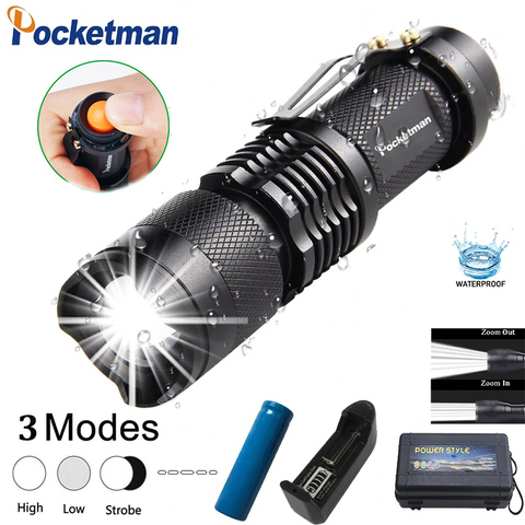 Super Bright LED Flashlight Waterproof L2 Q5 T6 Mini Torch Adjustable Focus Zoom Flash Light Lamp Use 14500 / 18650 Battery ► Photo 1/6