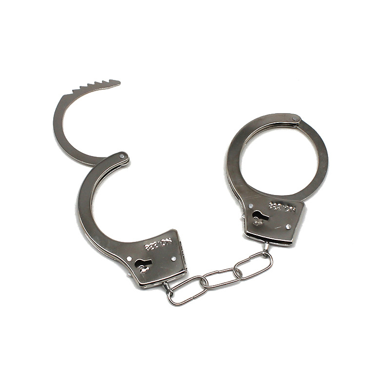 Pretend Play Silver Metal HandCuffs With Keys Police Role Cosplay Tools XL 