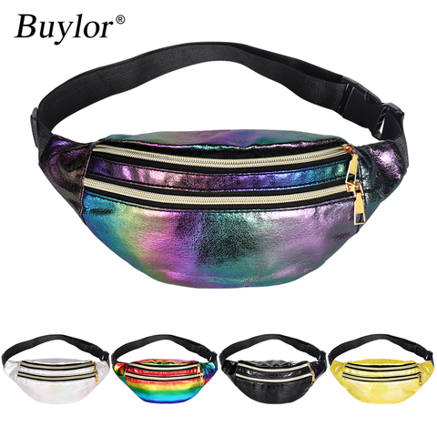 Buylor Holographic Fanny Pack Laser Belt Bag  Women Designer Waist Packs Cute Bumbag Fashionable Chest Bag for Party, Shopping ► Photo 1/6