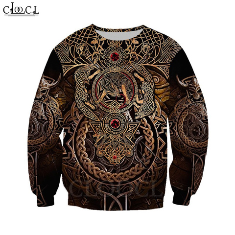 CLOOCL Newest Fashion Viking Warrior Tattoo 3D Print Shirts Casual Hoodies Sweatshirt Zipper Man Hooded Coat Tops ► Photo 1/6