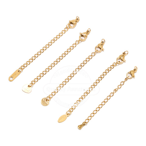 10pcs Stainless Steel 2 inch Gold Extension Tail Chain Lobster Clasps Connector DIY Jewelry Making Findings Bracelet Necklace ► Photo 1/6