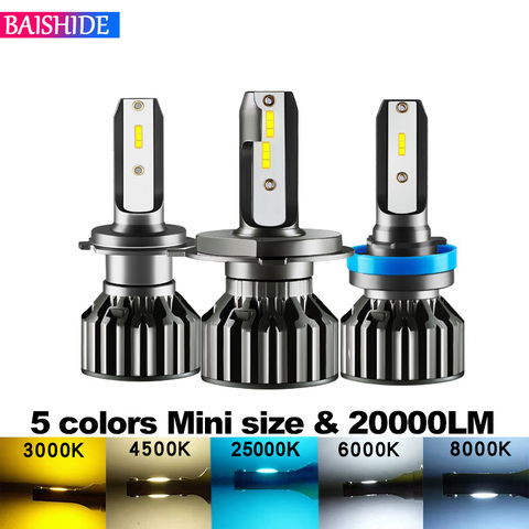 20000LM H7 H4 LED 4500K 6000K 8000K 3000K HB3 HB4 9005 9006 H3 H1 H8 H11H9 9012 Turbo Led Car Headlight CSP CHIP Fog Light Bulbs ► Photo 1/6