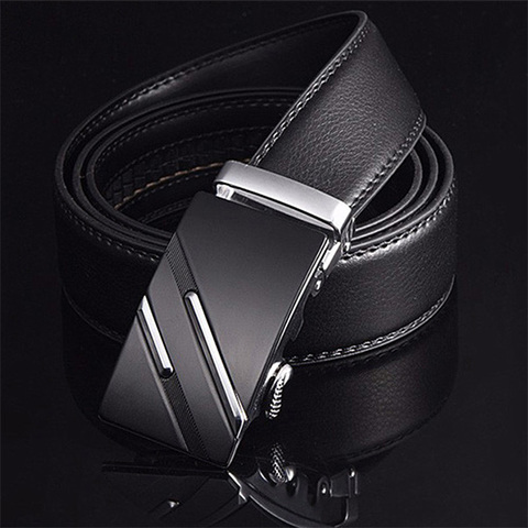 New Famous Belt Men Top Quality Genuine Luxury Leather Belts for Men,Strap  Male Metal Automatic Buckle Men's Belts LY125-0183-1