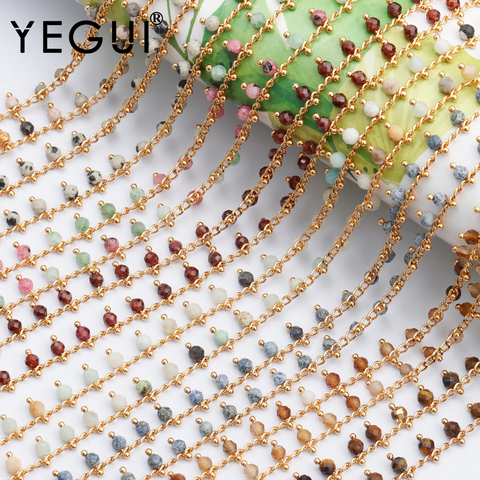 YEGUI C82,jewelry accessories,diy chain,18k gold plated,0.3 microns,natural stone,diy chain necklace,jewelry making,1m/lot ► Photo 1/6