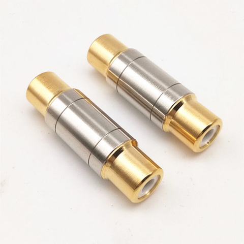 2pcs/lot Dual RCA Connectors High Quality RCA Female to Female Jack Socket Straight Adapter Gold Plated Speaker Cable Extender ► Photo 1/3