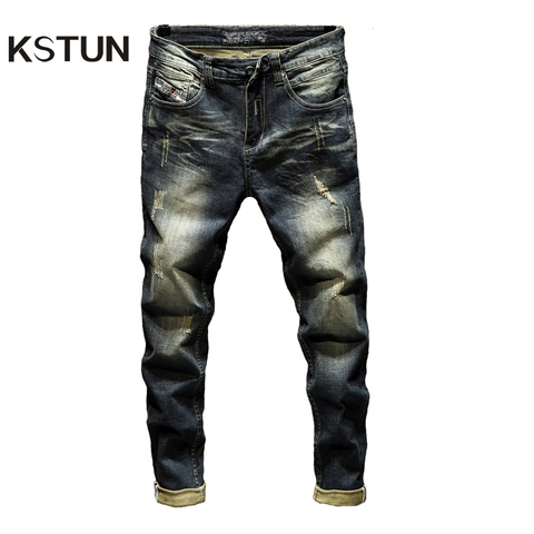 Jeans Mens Denim Pants Slim Fit Retro Stretch Skinny Spring and Autumn Trousers for Man Streetwear Moto Biker Jeans High Quality ► Photo 1/5