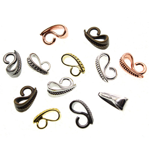 10pcs/lot 3*13mm Copper Necklace Pendant Pinch Clip Bail Clasp Beads Pendant Connectors for Necklace DIY Jewelry Making Findings ► Photo 1/1