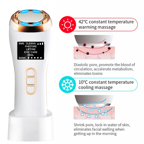7in1Face Beauty EMS Mesotherapy Electroporation RF Radio Frequency LED Photon Skin Tightening Rejuvenation Facial Massager Lift ► Photo 1/6